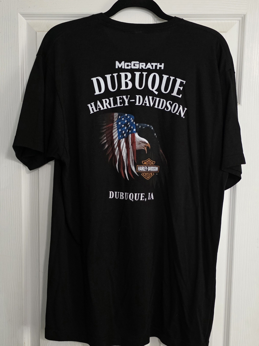 McGrath Harley-Davidson Black Tee with Red and Silver Skull Emblem - Picture 2 of 2